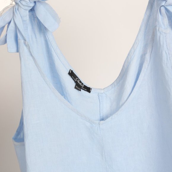 Charlie B Cropped Light Blue Linen Jumpsuit with XL - Picture 3 of 6